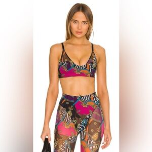 Adam Selman Sport Garter Strap Bra in Chain Print, size XS
